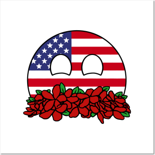 countryballs america play flowers Posters and Art